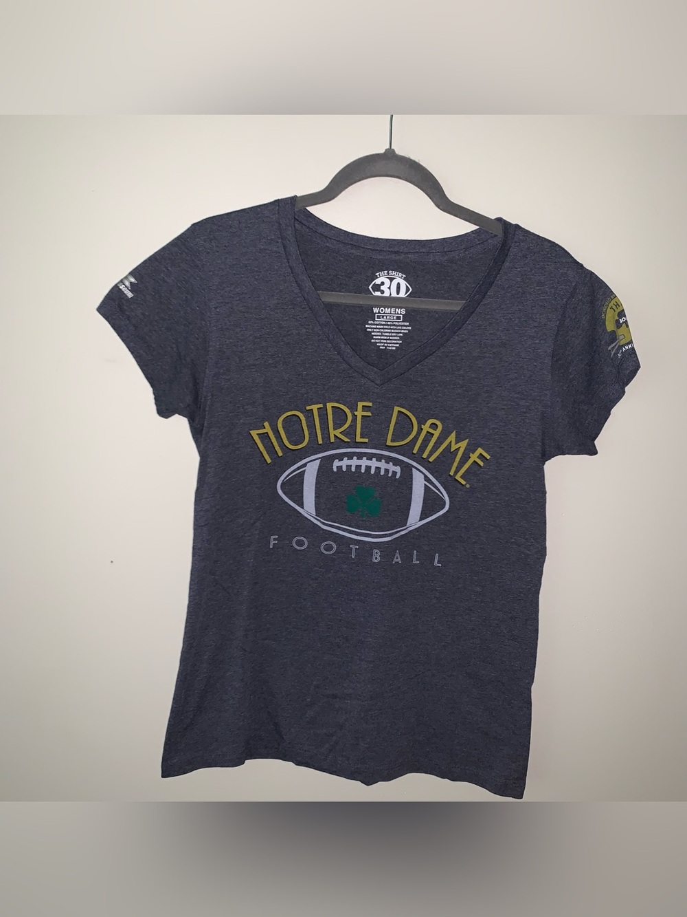 Notre Dame Women's Navy V-Neck Football Tee
